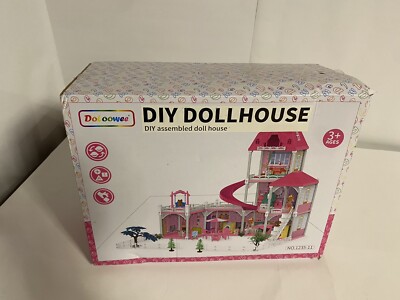 Doloowee DIY Dollhouse, 3-Story Kids Doll House with Furniture & Accessories 3+