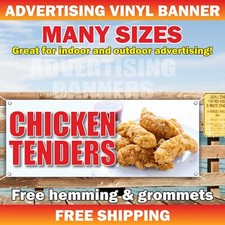 CHICKEN TENDERS Advertising Banner Vinyl Mesh Sign fried hot fresh food FRIES