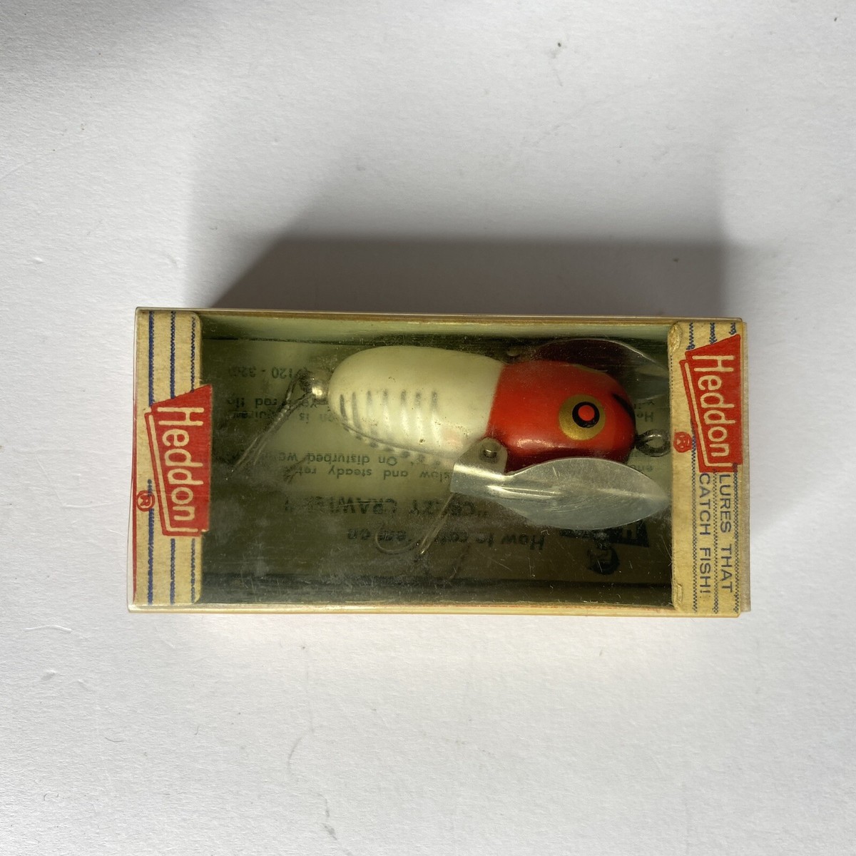 Vintage Heddon Tiny Crazy Crawler XRW Red White Shore Lure Vintage Heddon Tiny Crazy Crawler XRW Red White Shore Lure