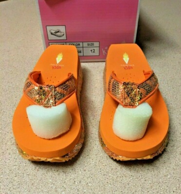 .GORGEOUS VOLATILE KIDS ORANGE GIRLS FLIP FLOPS SANDALS SHOES SIZE 12 NIB