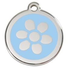 RedDingo Hundemarke Gravur Blume Hellblau f&uuml;r Hunde personalisierbar