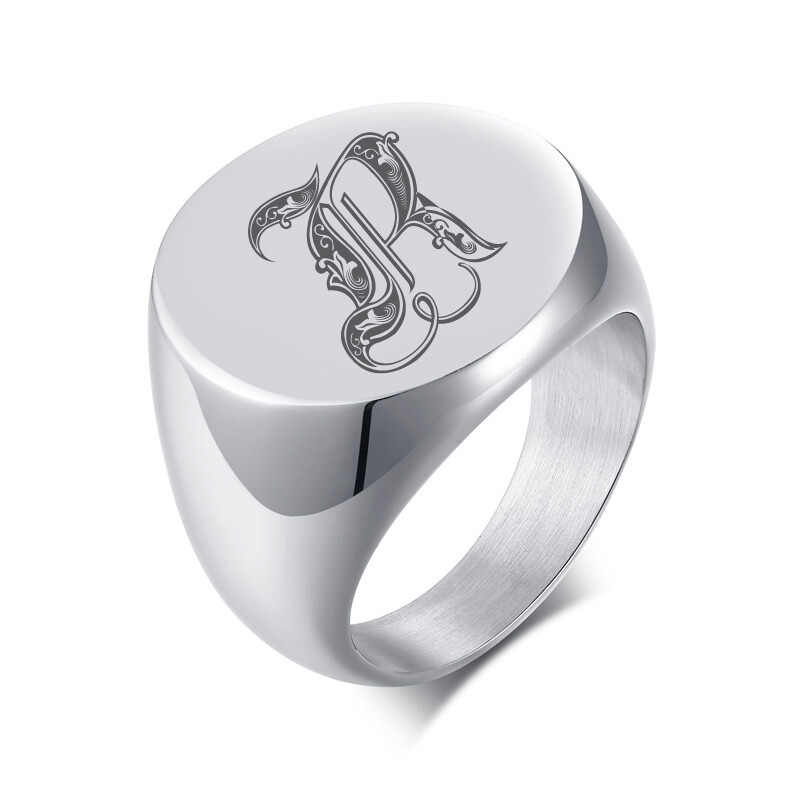 Anello Con Sigillo Personalizzato Con Iniziale Inglese Antica - Foto 7