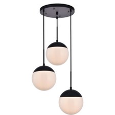 Pendant Chandelier Light Fixture Frosted Glass Black Dining Room Kitchen Island