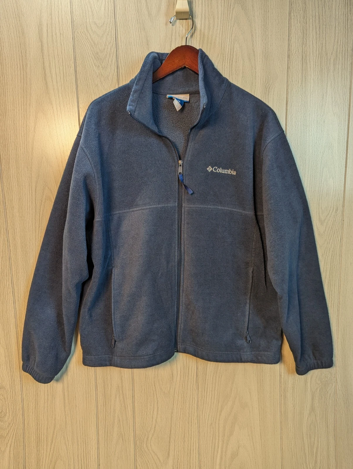 Columbia Fleece Jacket Mens Full Zip Size Large Blue Mock Neck Long Sleeve