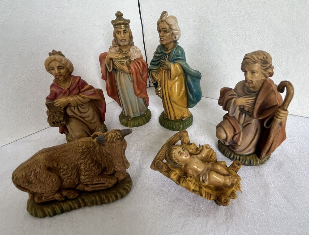 Nativity Figurines Made In Italy - 3 Wise Men- Joseph, Jesus and Cow Vintage