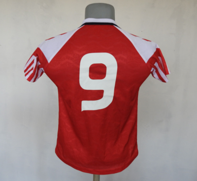 Denmark 1992 Reproduction Jersey #9 Hummel Red Shirt Size Boys M