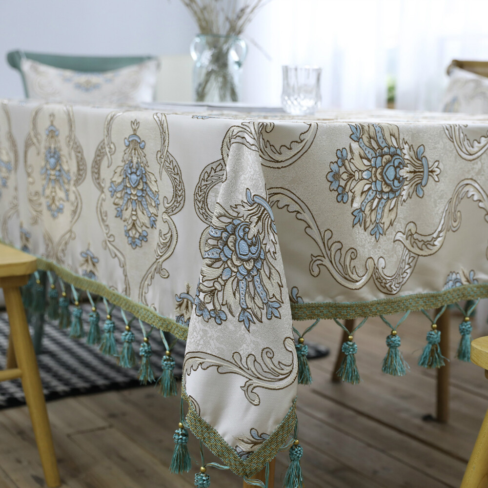 Print Tablecloth Tassels Table Cloth Cover Lace Rectangle Kitchen Tea