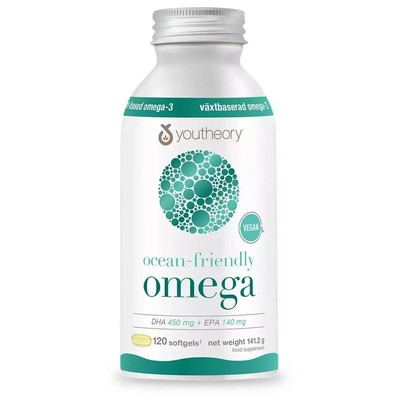 Youtheory Ocean Friendly Omega-3 Algenöl DHA 450mg EPA 140mg Gesundheit 120 Tabletten