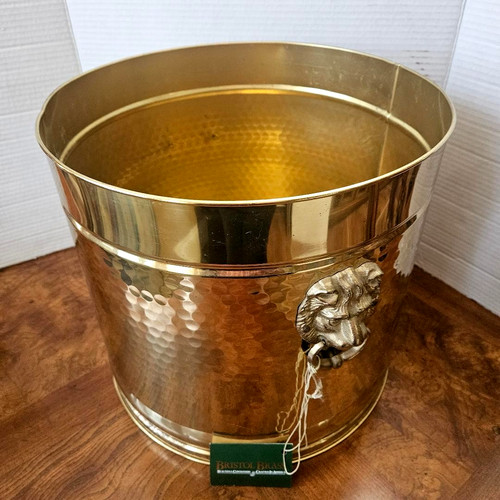 NEW with TAGS, 12" Tall Large Bristal Brass/Lion Head Handles/Planter/Flower Pot