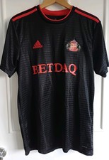 Sunderland AFC Football Shirt Black Red Trim Away Kit Adidas UK Adult Size M