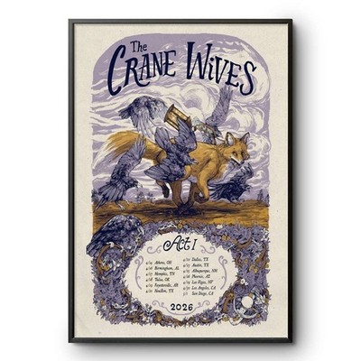The Crane Wives Act I Tour 2026 Poster Folk Rock Music Art Print Purple Edition