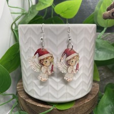 2  Silver-tone Acrylic Dangle Earring Set New Free Ship Angel B8959