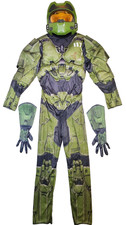 Halo Infinite Master Chief Costume Child Youth Size Large 10-12 Green w/ Muscles
