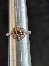 9K Rose Gold Champagne White Diamond Ring 1 Carat (NEW WITH TAGS) Size T