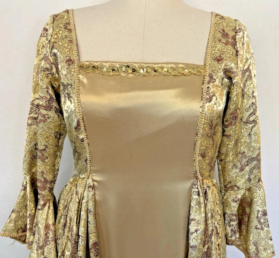 Underwraps Colonial Woman's Dress Gold/Green Gown Costume #1 Sz M - Image 3 of 4