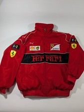 Vintage Ferrari Scuderia Mens Size L Red F1 Racing Jacket Bomber Quilted Shell
