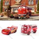 2er Set Disney Pixar Cars - Lightning & Feuerwehrmann Rot Metallauto Geschenk