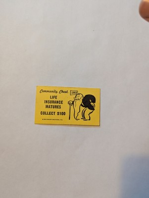 Monopoly Life Insurance Matures Community Chest Replacement Game Card 1961 VTG