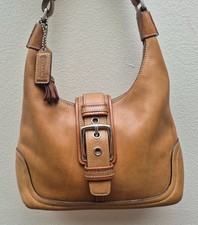 Vtg Coach 7462 Hamptons Soho Leather Buckle Hobo Shoulder Bag Camel Tan 2004