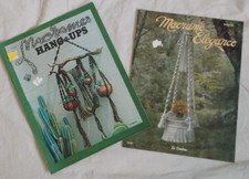 vintage MACRAME pattern lot x2 leaflets plant hangers retro decor 1975 1973