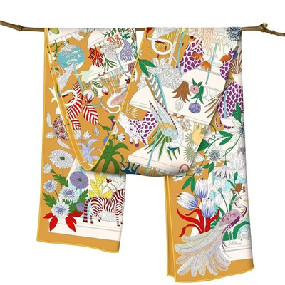 #ad 88×40cm 100% Silk Scarf Women Color Block Twill Hand Rolled Edge Gift for Mom $9.90