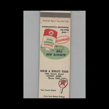 Matchbook Cover Texaco Harlan & Gerald's Texaco Sidney NE