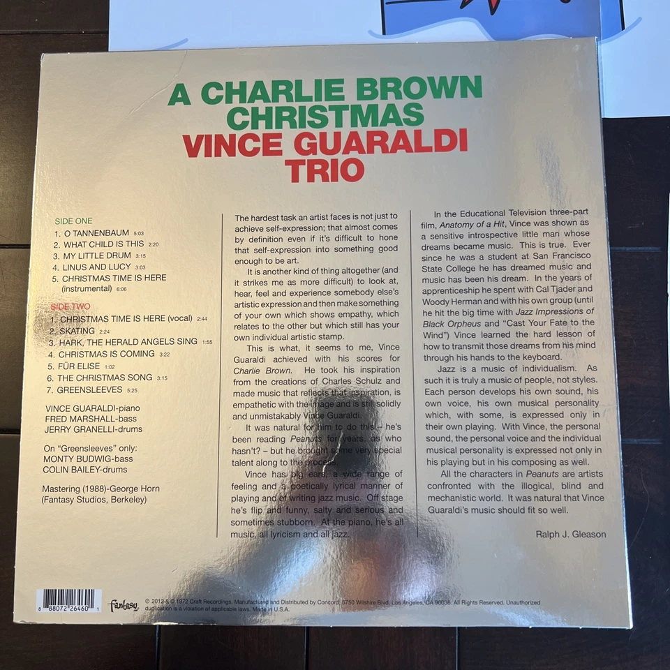 A Charlie Brown Christmas Vince Guaraldi Trio Vinyl LP Gold Foil Edition - Image 4 of 4