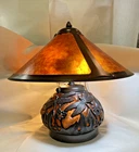 VINTAGE DALE TIFFANY DRAGONFLY TABLE LAMP AMBER MICA