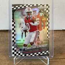 2025 Panini Prizm Christian Gonzalez 176 black & white checkerboard Patriots SSP
