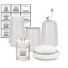 Withe Bathroom Set,5 Pcs Bathroom Toothbrush Holder Set,Soap Lotion Dispenser...