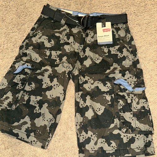 Lot Of Two 2 Levi’s Boys Camo Cargo Shorts with Belt Size 14 NWT - Picture 2 of 6