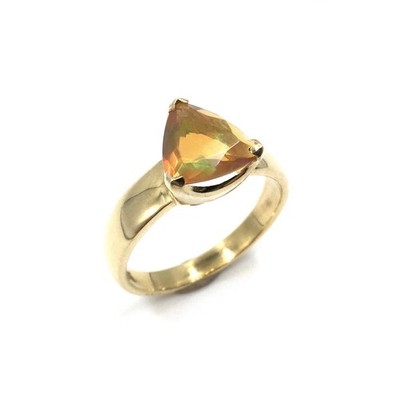 925 Silver Ring Gold Plated Opal 1.85ct Modern High Quality Jewellery 18.1mm / 57