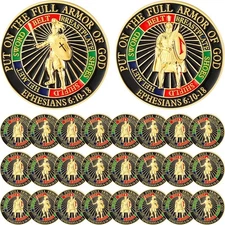 Christian Challenge Coins 24Pcs Armor of God With Case 3D Relief Prayer Tokens