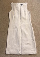 Ann Taylor White Linen Blend Sleeveless Sheath Dress Lined Office Shift