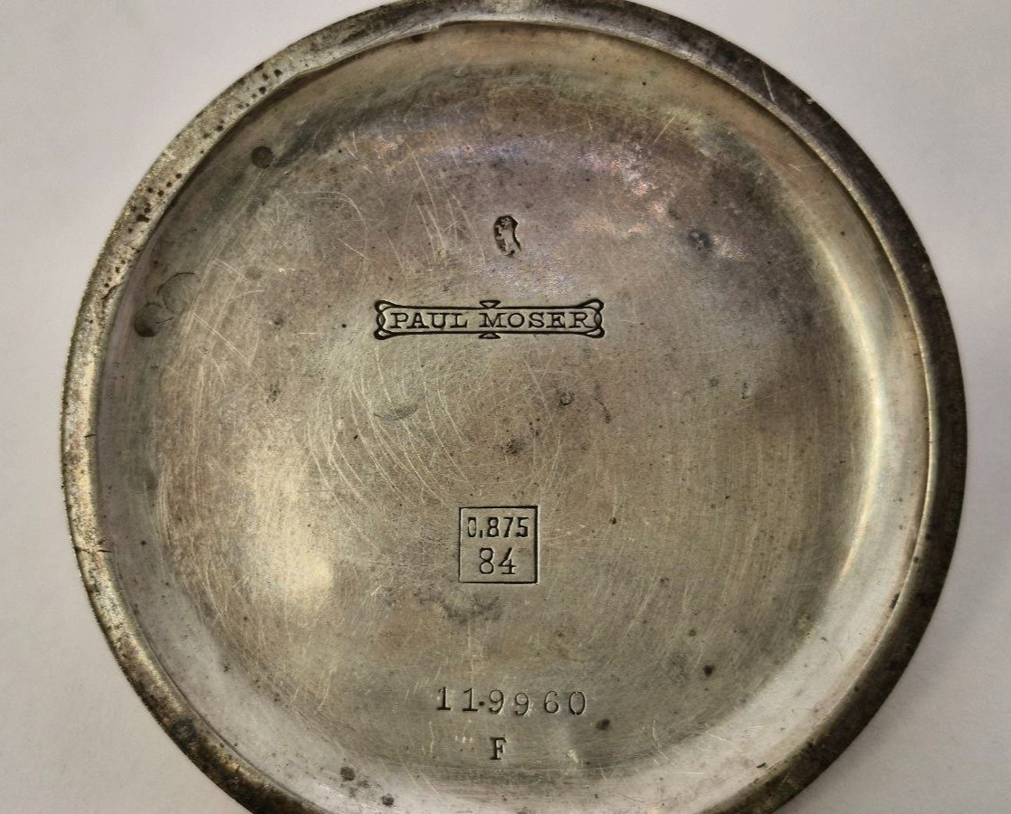 Antique WWI Pocket Watch Paul Moser Silver 84 / 875 Imperial Russia Double Eagle