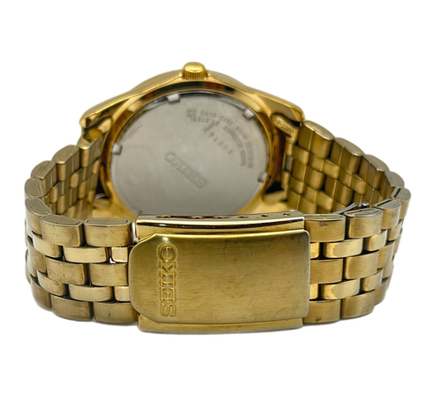 Seiko 7N43-8A19 Gold Tone Quartz Men’s Day-Date Wristwatch – Stainless Bracelet - Picture 3 of 5