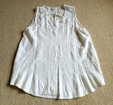 Womens Top-LUCKY BRAND-white cotton embroidered delicate BOHO artsy-1X