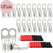20PCS 4 AWG-3/8 Marine Grade Wire Lugs, Tinned Copper Ring Terminal Connectors E