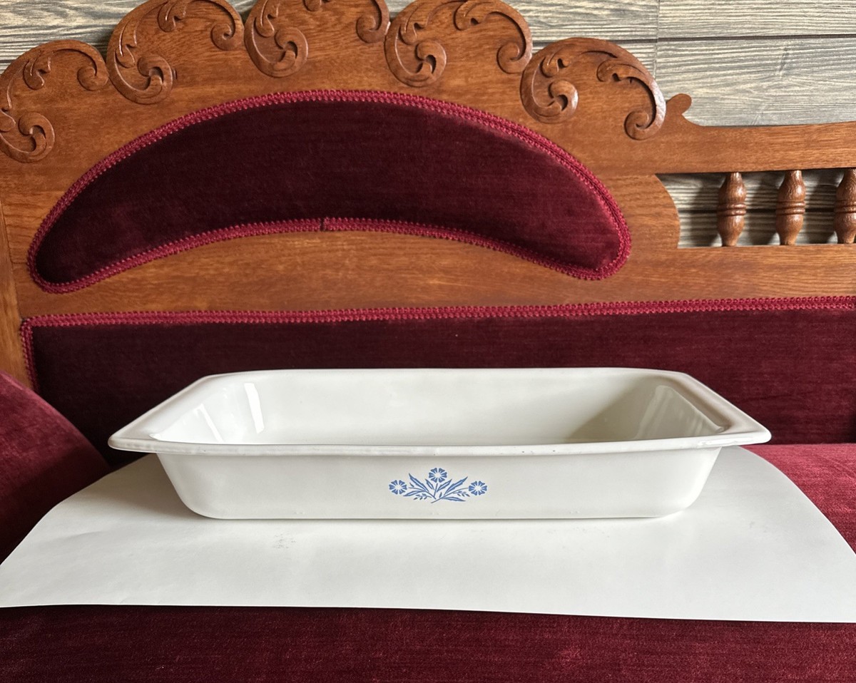 Vintage CorningWare Blue Cornflower P-76-B Open Roaster Lasagna Baking Dish  EUC