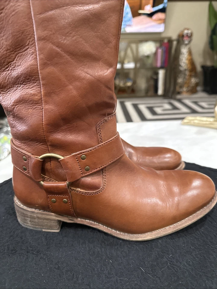 Botas Y2K Diba para mujer talla 7 hasta la rodilla de cuero Go Go Riding punta redonda tacón Foto 3 de 4