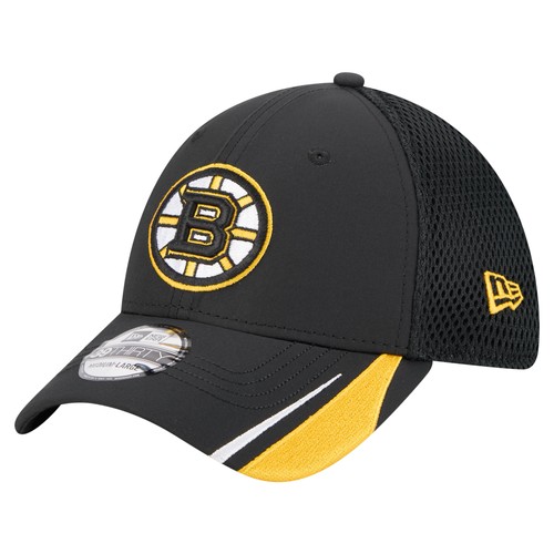 Men's New Era Black Boston Bruins Linear Featherweight 39THIRTY Flex Hat - 第 1/6 張圖片