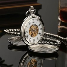 SHUHANG Women's Mechanical Pocket Watch Double Sided Display New
