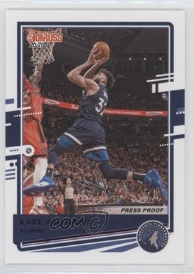 2020-21 Panini Donruss Press Proof Purple 21/199 Karl-Anthony Towns #20 0f28