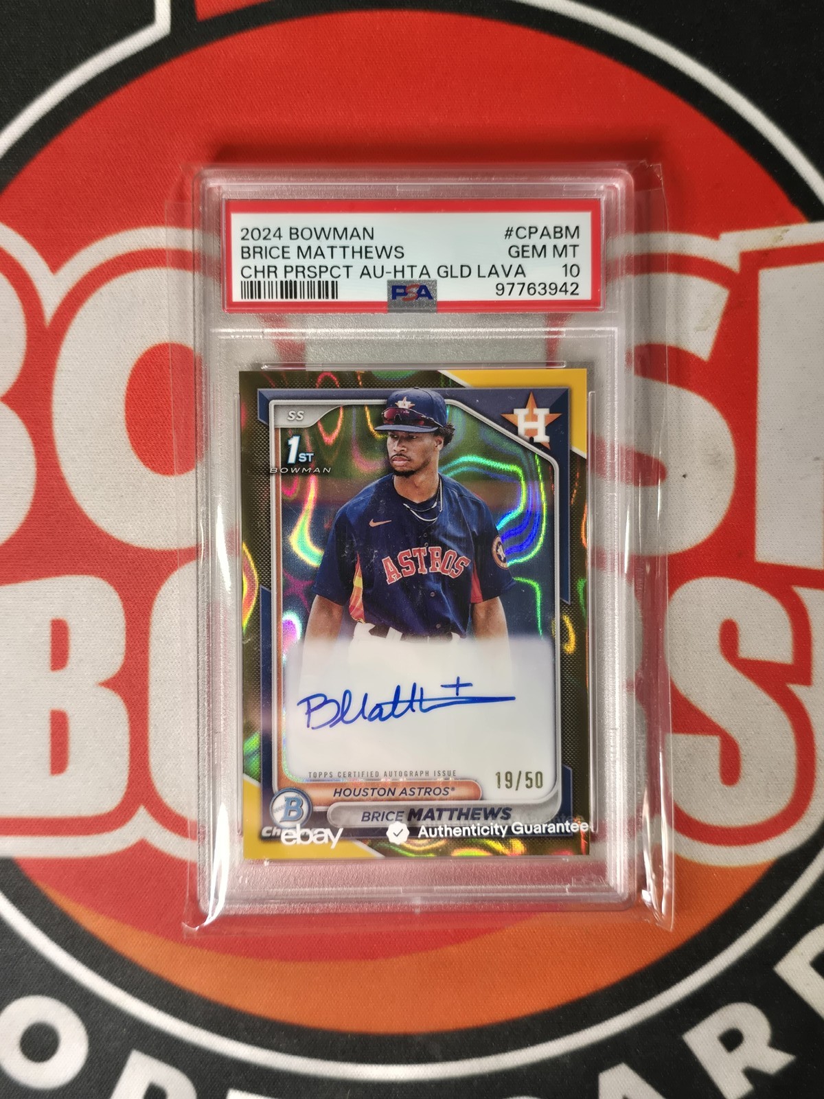 2024 BOWMAN CHROME #CPA-BM BRICE MATTHEWS AUTO /50 PSA 10 GOLD LAVA HTA ASTROS