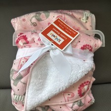 NWT Baby Blanket Pink Sherpa Back Animals Elephant Giraffe 40x30 Gift Kidgets