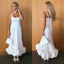 NEW NWT Show Me Your Mumu Rebecca Ruffled Hem Midi Dress White Taffeta SIZE XXL