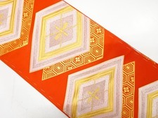 7655367: JAPANESE KIMONO / FLOWER PATTERN WOVEN WATER CHESTNUT NAGOYA OBI