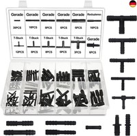 113 StüCk Schlauchverbinder Sortiment Schwarz: Schlauchverbinder Set Schwarz T