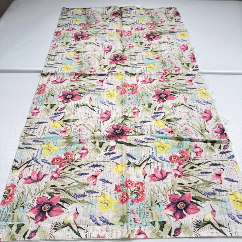 susan winget fabric pink floral words butterflies quilting cotton 44x41 1.2 yr - Image 2 of 4