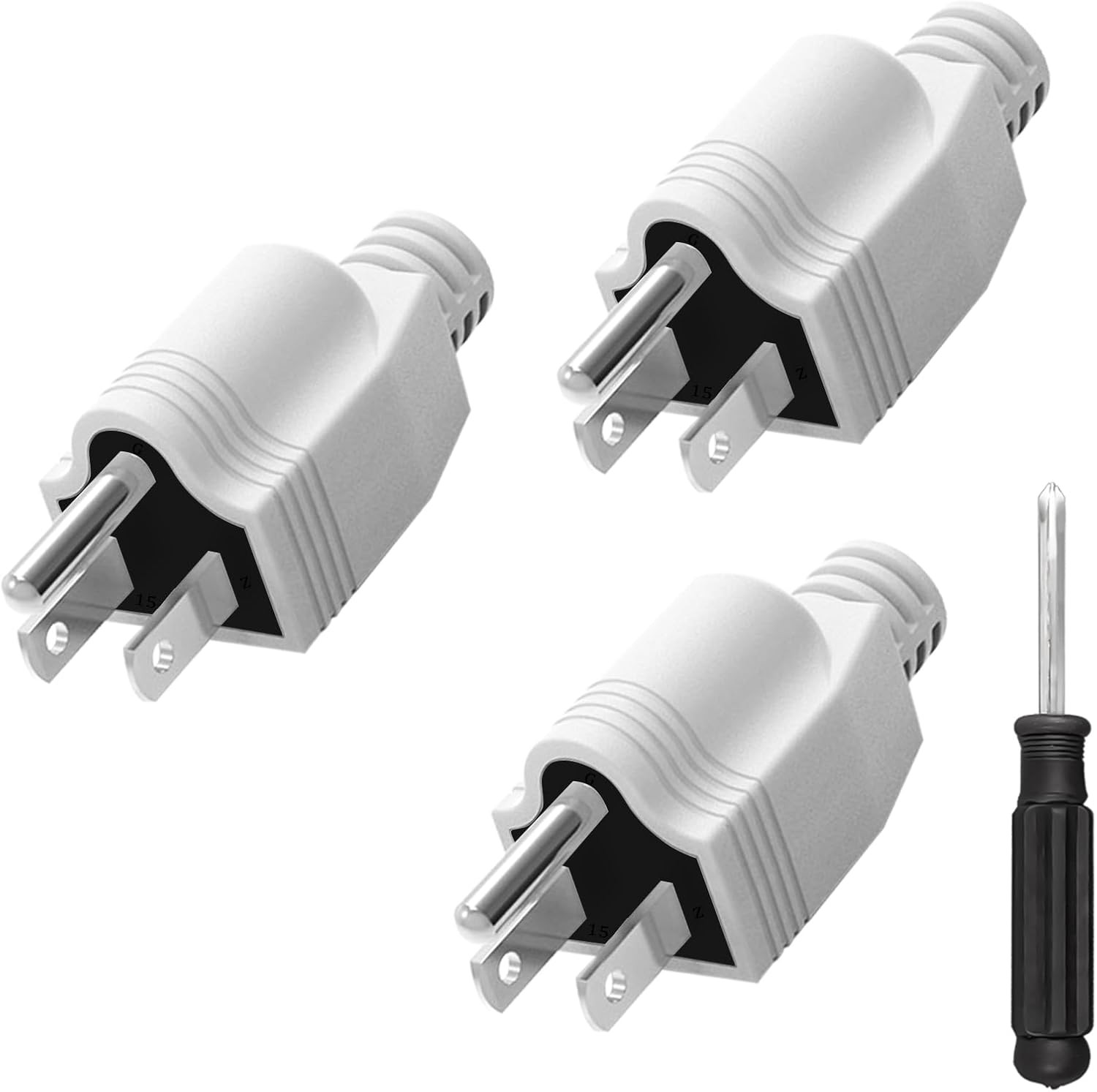 3 Prong Replacement Plug (3-Pack) Electrical Replacement Plug End